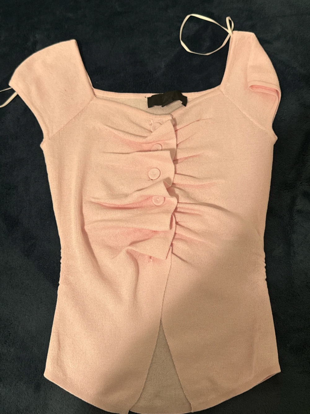 Zara Light Pink Ruffle-Trim Knit Top